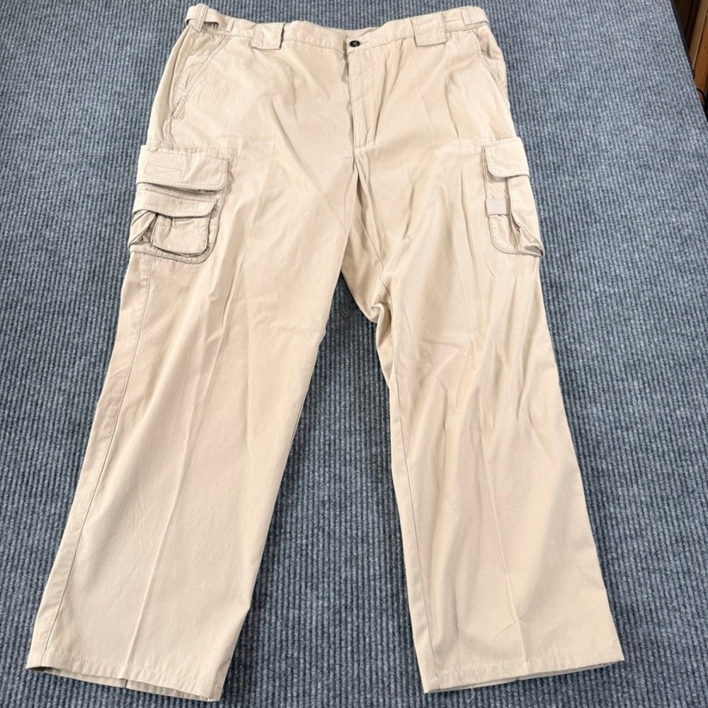 Orvis Canvas Cargo Pants Straight Leg Mens Size 42 Khaki Tan Cotton